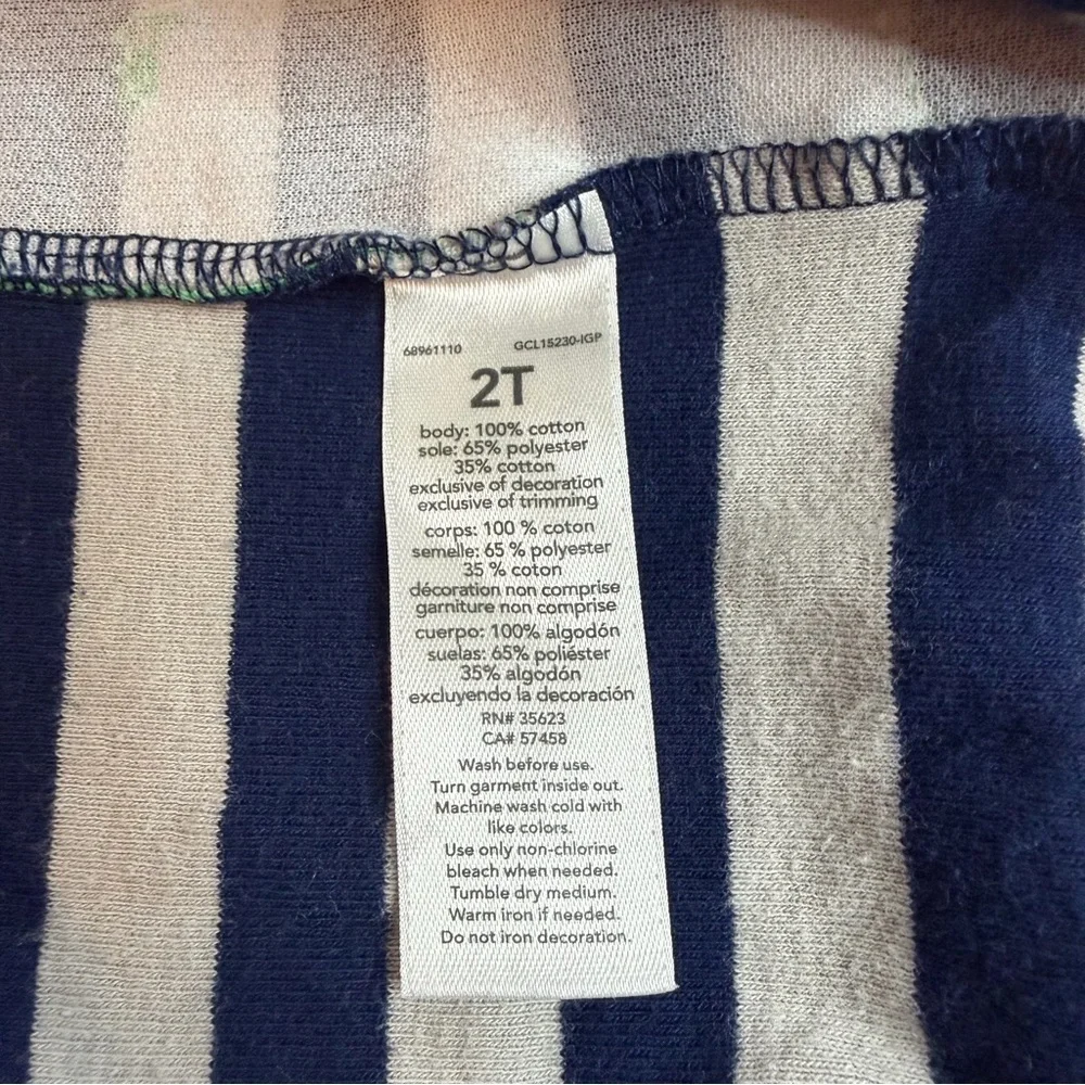 Carter's Navy and Gray Striped Footie with Green Dinosaur